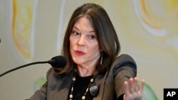 Foto Achiv: Kandida a la prezidans Marianne Williamson pandan yon rankont nan Ann Arbor, Michigan, 10 Septanm, 2023. 