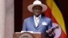 Rais wa Uganda Yoweri Museveni akizungumza na waandishi wa habari huko Pretoria, tarehe 28 Februari 2023. Picha na GUILLEM SARTORIO / AFP.