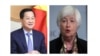 Phó Thủ tướng Việt Nam Lê Minh Khái và Bộ trưởng Tài chính Hoa Kỳ Janet Yellen. Ảnh VGP, Reuters.