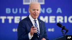 President Joe Biden speaks at North Carolina Agricultural and Technical State University, in Greensboro, N.C., April 14, 2022.