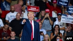 FILE - Former President Donald Trump speaks during a campaign rally in support of Doug Mastriano for Governor of Pennsylvania and Mehmet Oz for US Senate at Mohegan Sun Arena in Wilkes-Barre, Pennsylvania, Sept. 5, 2022.