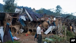 Một cuộc không kích của quân đội Mynamar ở Mung Lai Hkyet, Laiza, Myanmar.