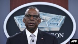 US Defense Secretary Lloyd Austin takes questions during a press conference at the Pentagon in Washington, DC, on February 1, 2024.